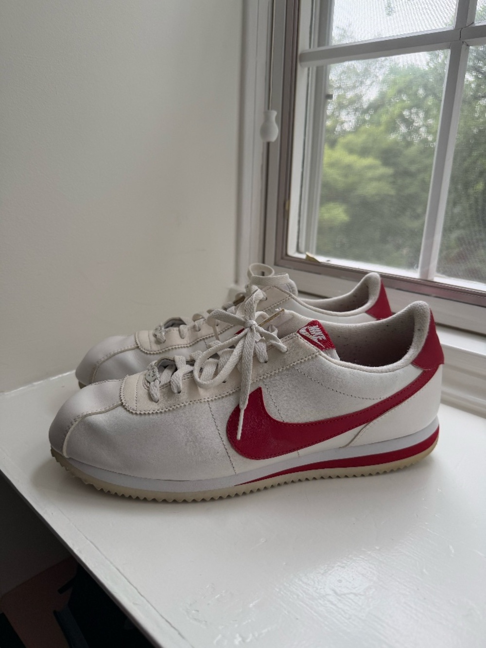 Nike Classic Cortez Leather White Red Sneakers Men's Size 12